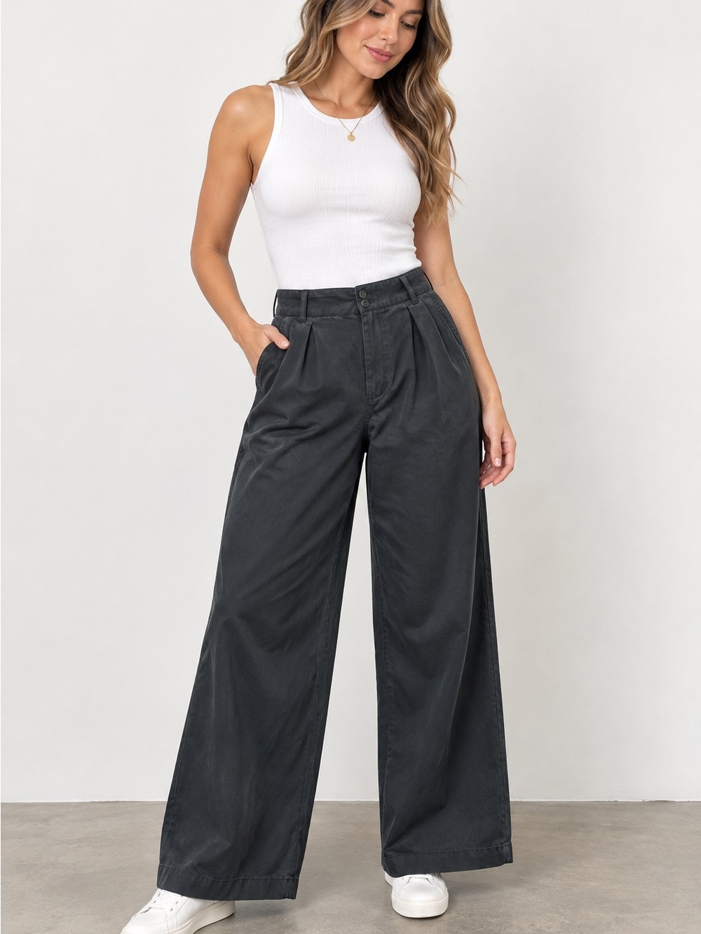 Madewell Wide-Leg High-Rise Pants in Black